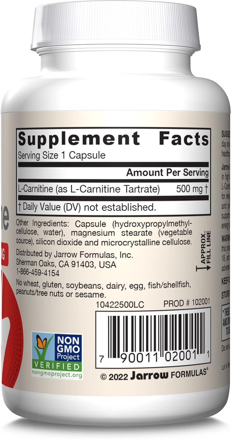 Jarrow L-Carnitine 500 mg 50 Capsules