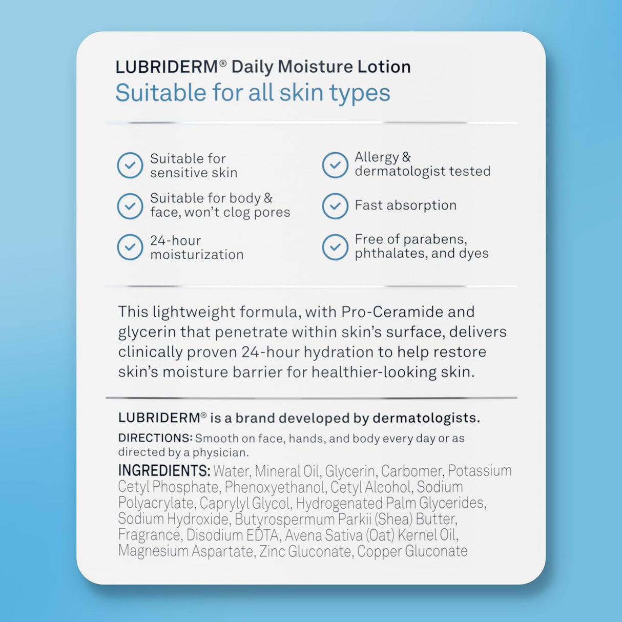 Lubriderm Daily Moisture Lotion All Skin types (709ml)