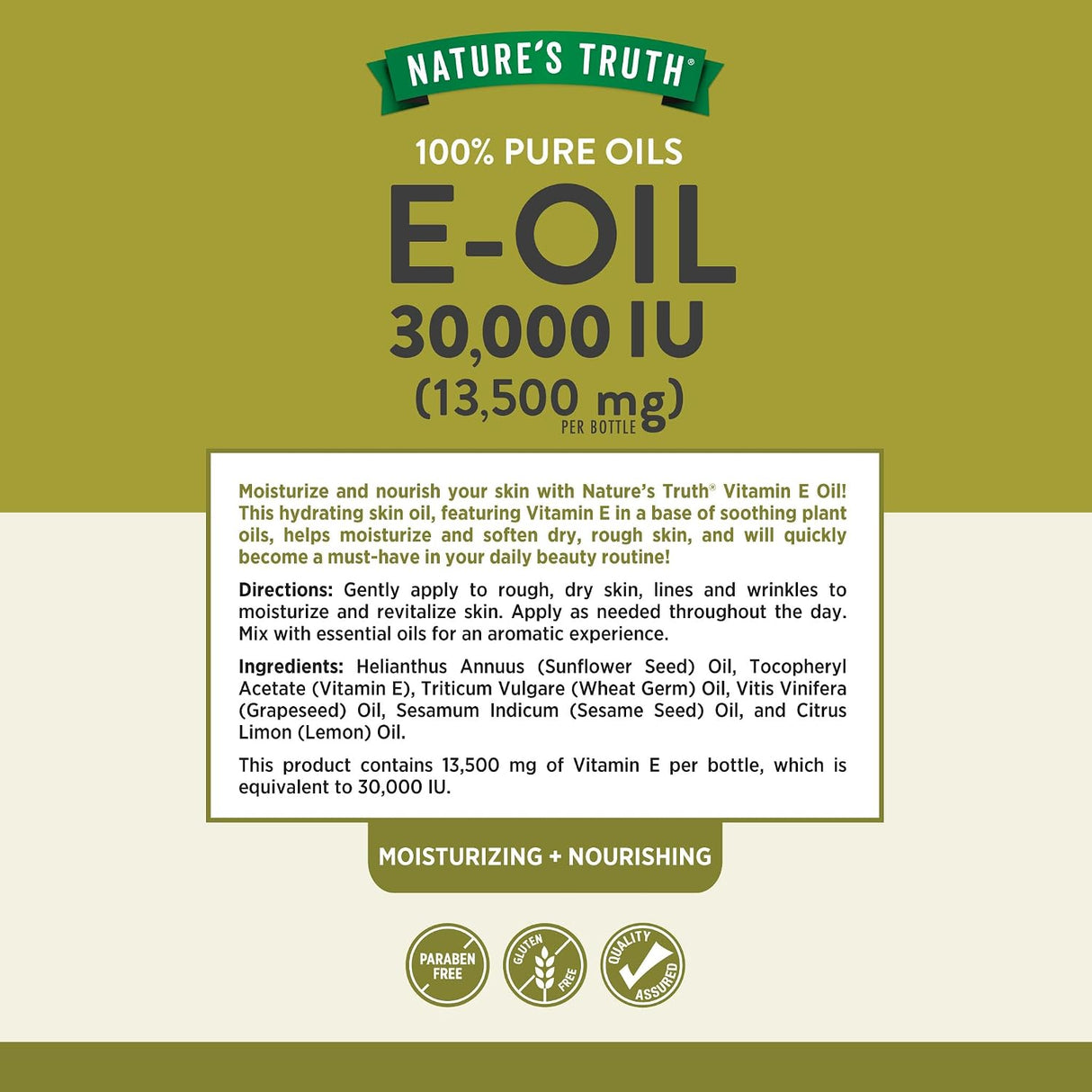Nature's Truth Vitamin E Oil for Skin | 30,000 IU
