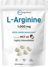 Micro Ingredients L-Arginine 1000mg with MCT Oil,