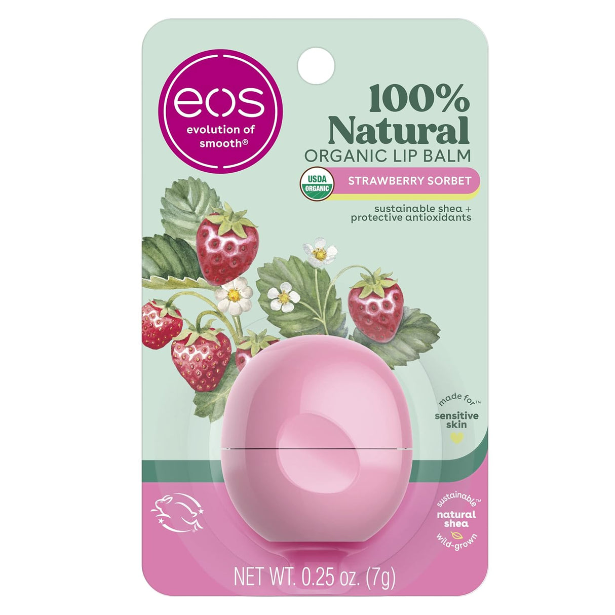 eos 100% Natural & Organic Lip Balm- Strawberry Sorbet,