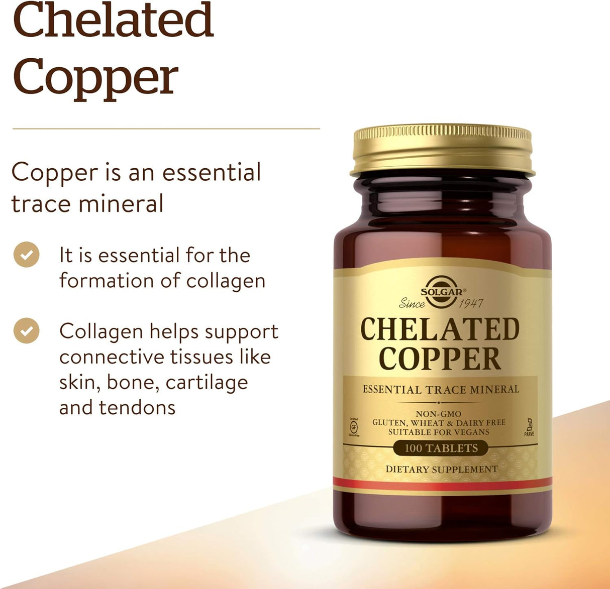 Solgar Chelated Copper, 100 Tablets