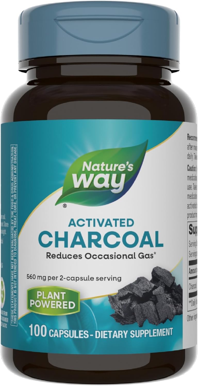 Activated Charcoal 560 mg Charcoal per serving 100 Capsules