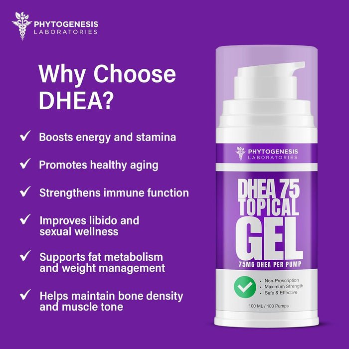 Phytogenesis DHEA 75mg Topical Gel