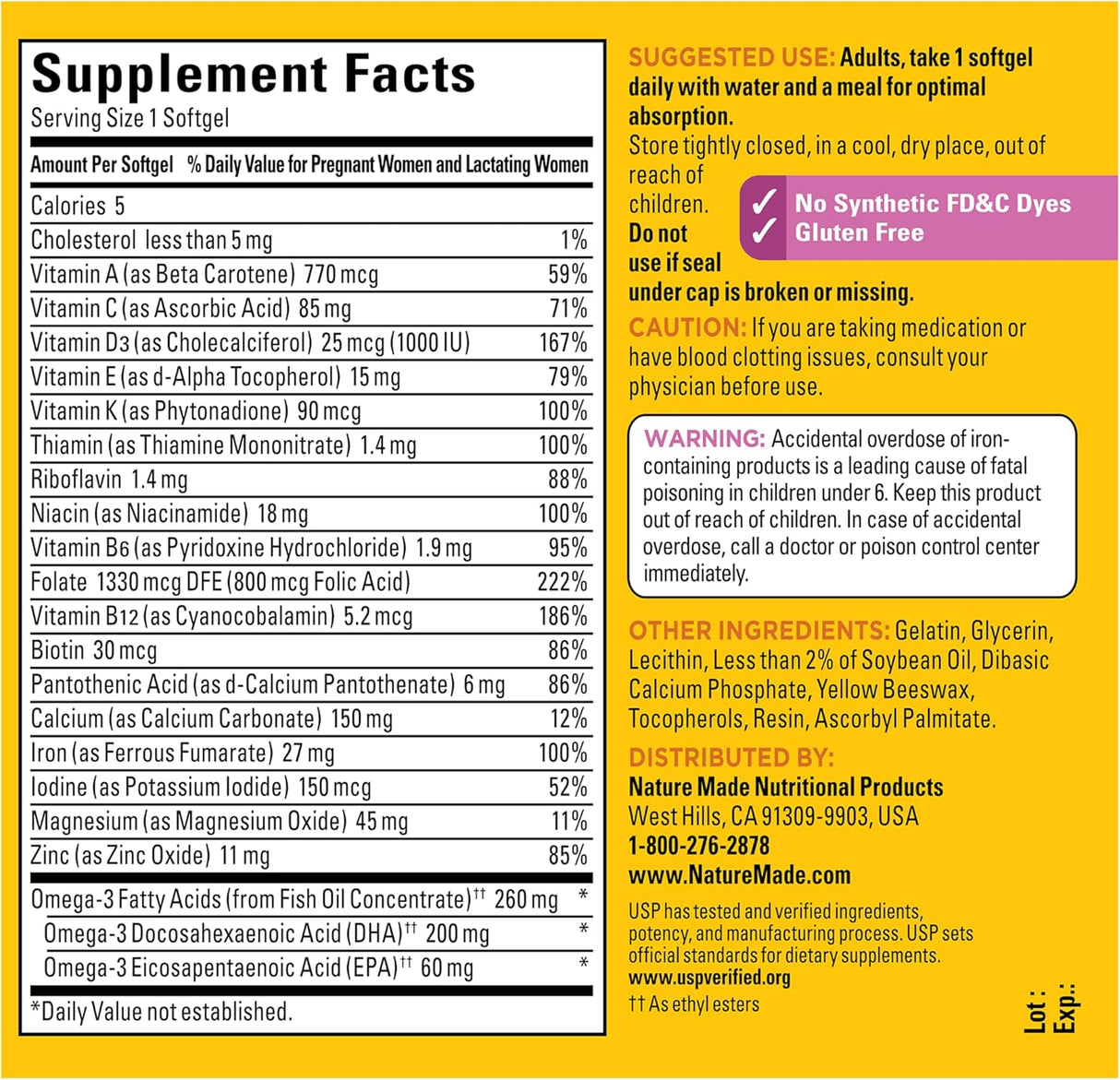 Nature Made Prenatal Vitamins with Folic Acid + DHA