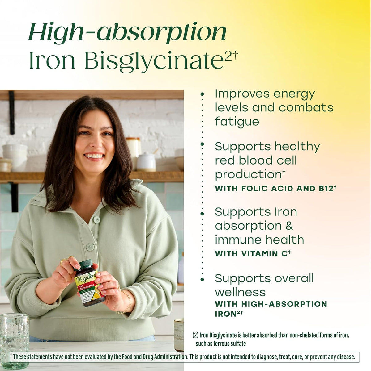 MegaFood Blood Builder Iron Supplement, Energy Support, Vegan, 30 Tablets
