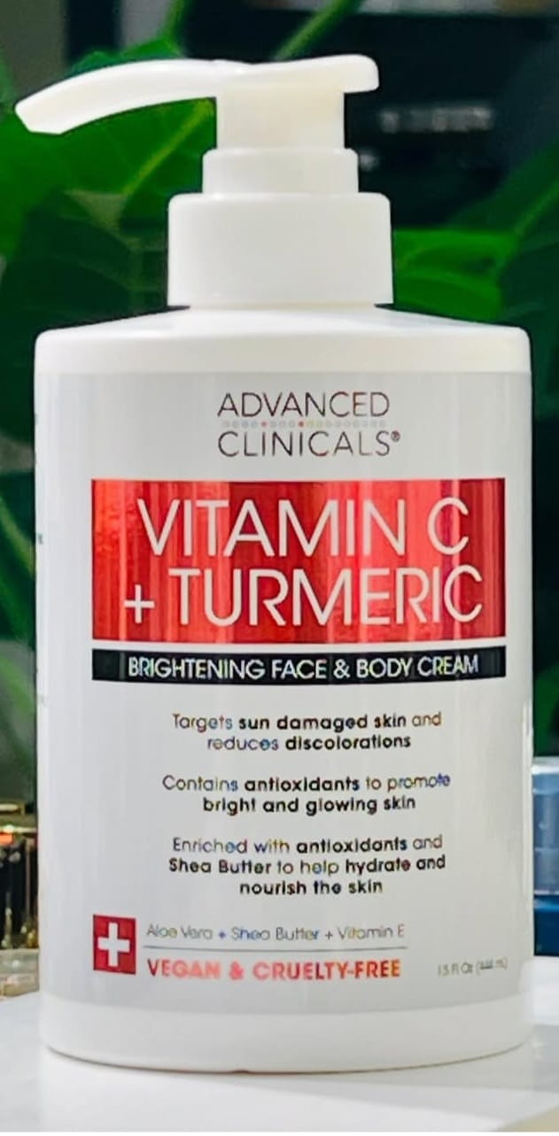 Advanced Clinicals Vitamin C + Turmeric  Face and Body Cream 444g