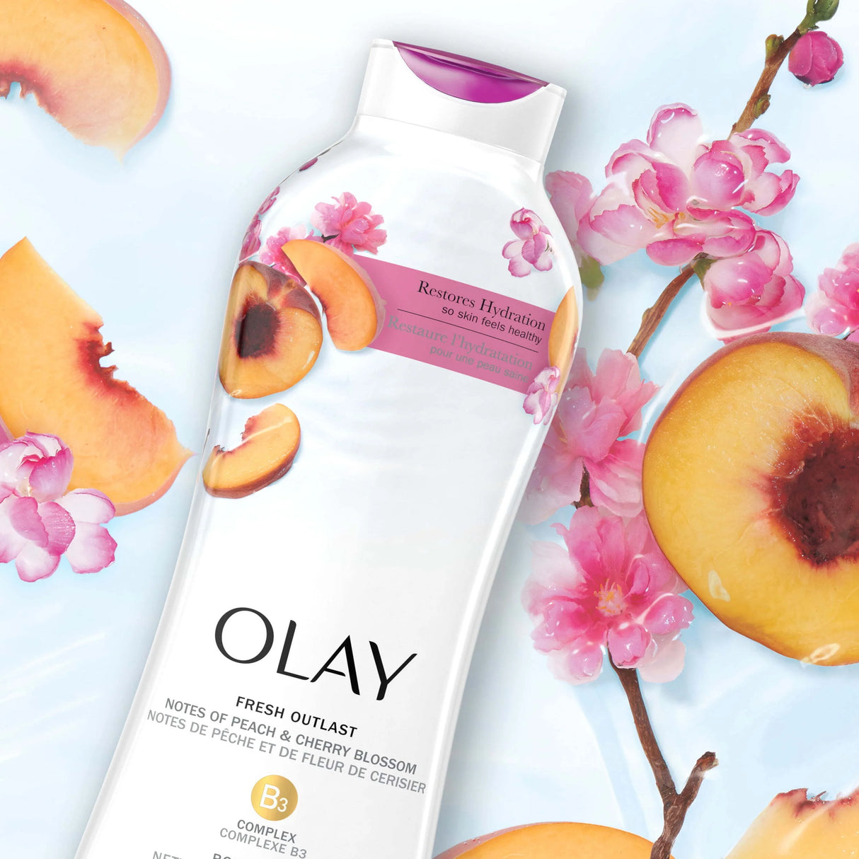 Olay Fresh Outlast Body Wash, with Notes of Peach and Cherry Blossom,