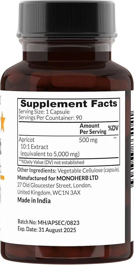 Apricot Extract 500 mg - 90 Vegetarian Capsules - Kenya