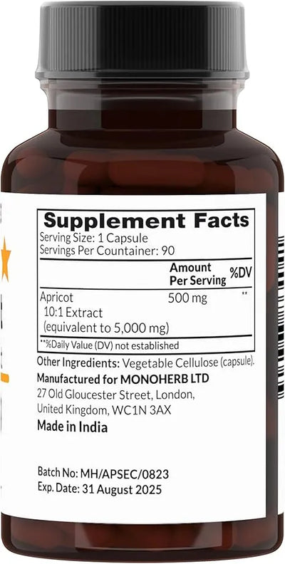 Apricot Extract 500 mg - 90 Vegetarian Capsules - view 2