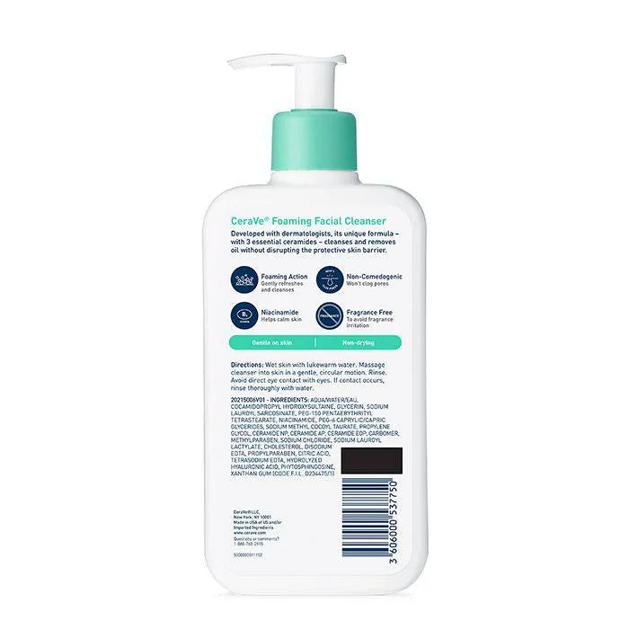 Cerave Foaming Facial Cleanser, for Normal to Oily Skin