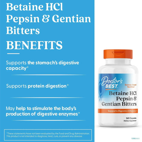 Doctor's Best Betaine HCI Pepsin & Gentian Bitters - Kenya