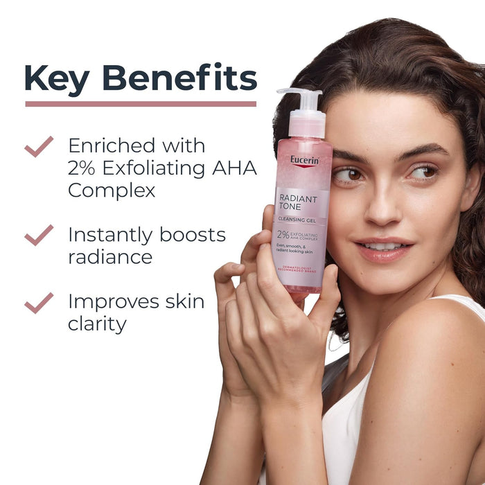 Eucerin Radiant Tone Face Cleanser Gel with 2% Exfoliating AHA Complex