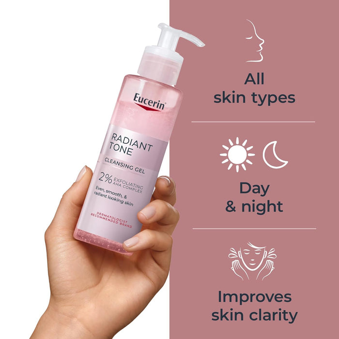 Eucerin Radiant Tone Face Cleanser Gel with 2% Exfoliating AHA Complex