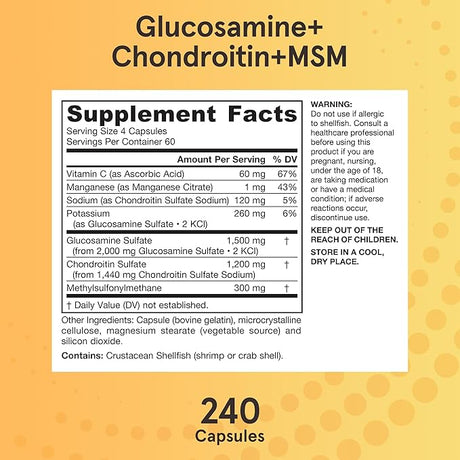 Jarrow Formulas Glucosamine + Chondroitin + MSM Capsules 240 capsules Kenya - Kenya