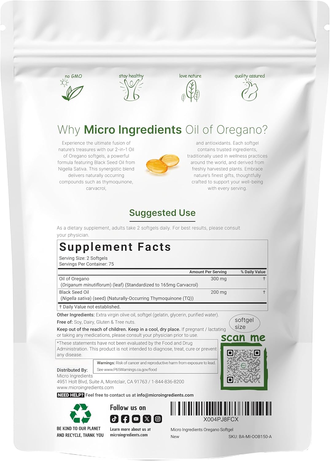 Micro Ingredients Oil of Oregano Softgel - price in Kenya