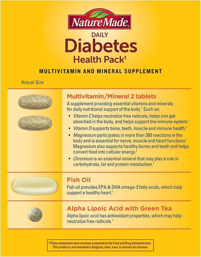 Nature Made Daily Diabetes Health Pack, 30 Packets.