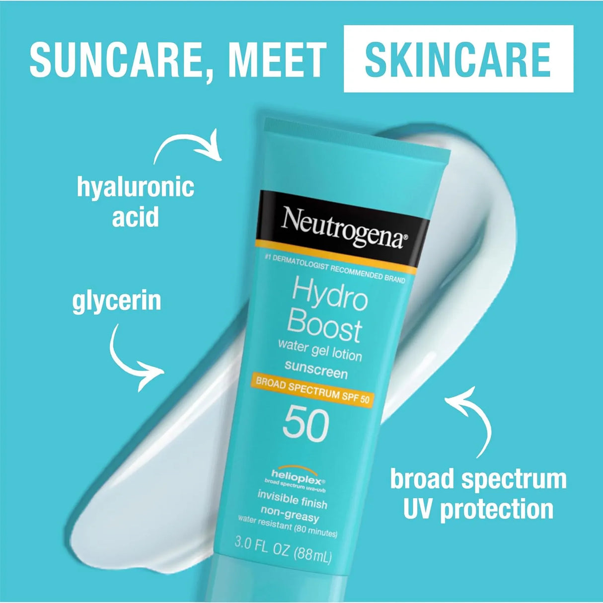 Neutrogena Hydro Boost Sunscreen Lotion with Broad Spectrum SPF 50, 3 fl. oz (Pack of 1) | Moisturizing, Hydrating - Kenya