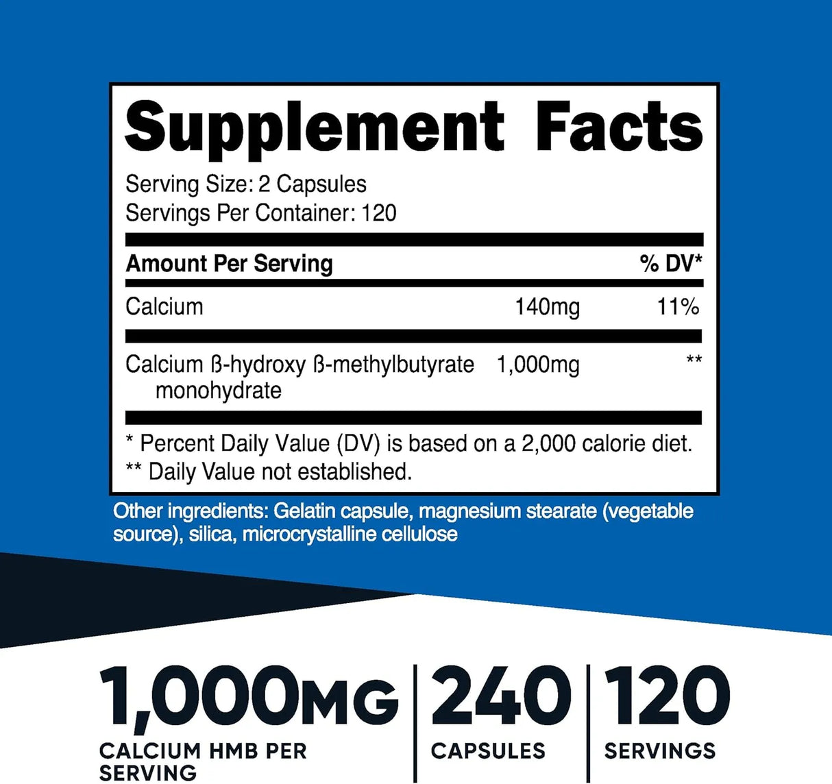 Nutricost HMB (Beta-Hydroxy Beta-Methylbutyrate) 1000mg (240 Capsules) - 500mg Per Capsule - Kenya