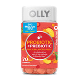 OLLY Adult Probiotic + Prebiotic Digestive Support Gummy, Peach, 70 ct