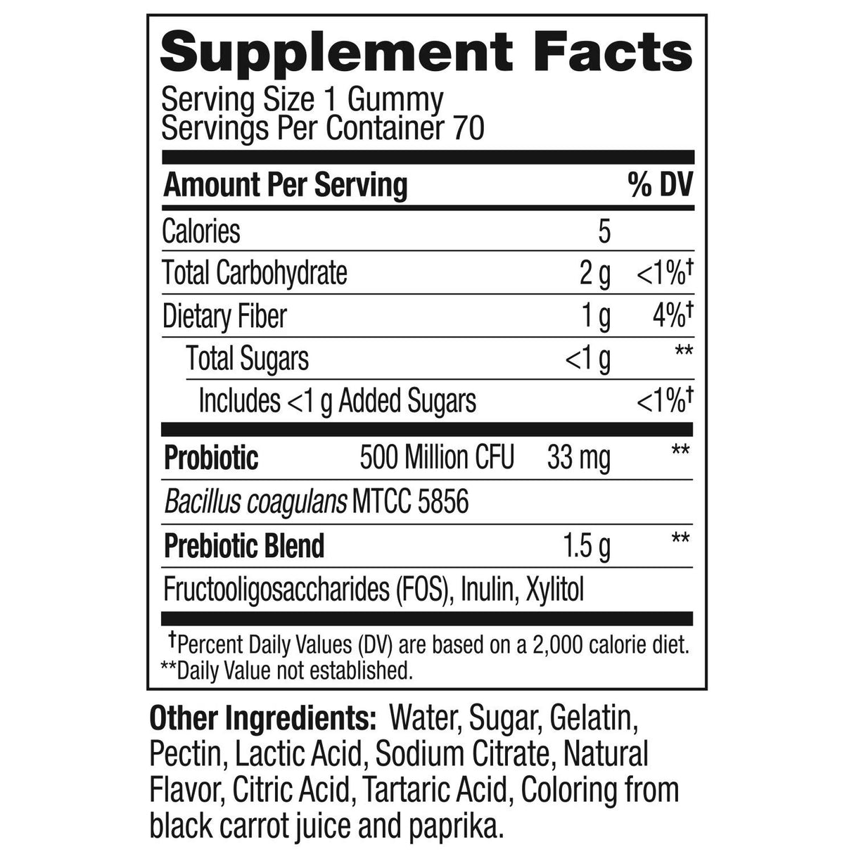 OLLY Adult Probiotic + Prebiotic Digestive Support Gummy, Peach, 70 ct