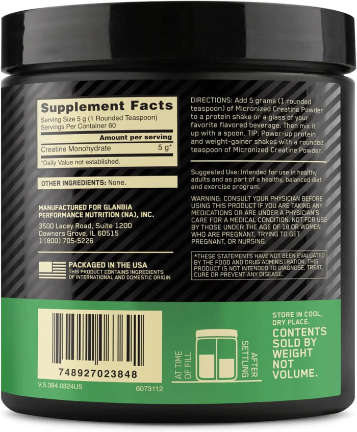Optimum Nutrition Micronized Creatine Monohydrate Powder Unflavored