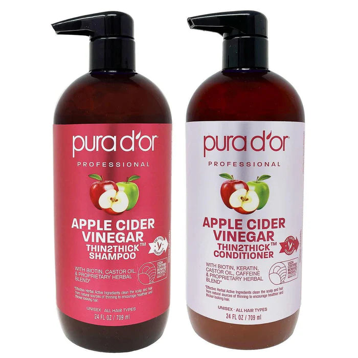 PURA D’OR Apple Cider Vinegar, Clarifying and Detoxing Shampoo & Conditioner