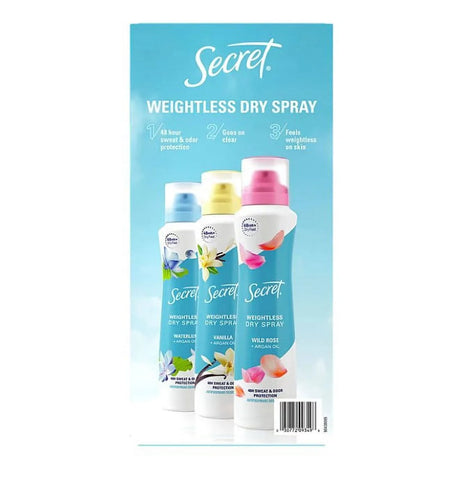 Secret Dry Spray Antiperspirant Deodorant for Women, Vanilla, Wild Rose and Waterlily (4.1 oz., 3 pk.) - Kenya