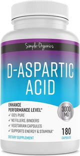 D-Aspartic Acid Supplement, for Energy Support, 180 Non-GMO Vegan Capsules - Kenya