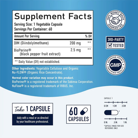 DIM Supplement 200 mg | Estrogen Balance for Women & Men 60 capsules - Kenya