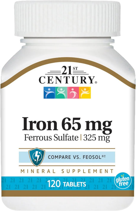 Iron 65 mg Ferrous Sulfate 325 mg Tablets, 120 Count - Kenya