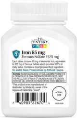 Iron 65 mg Ferrous Sulfate 325 mg Tablets, 120 Count - Kenya