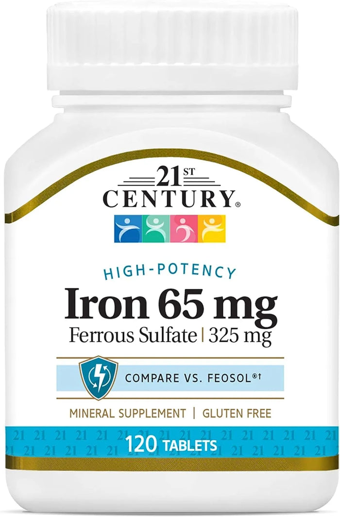 Iron 65 mg Ferrous Sulfate 325 mg Tablets, 120 Count