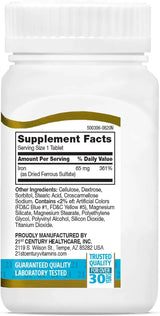 Iron 65 mg Ferrous Sulfate 325 mg Tablets, 120 Count - Kenya