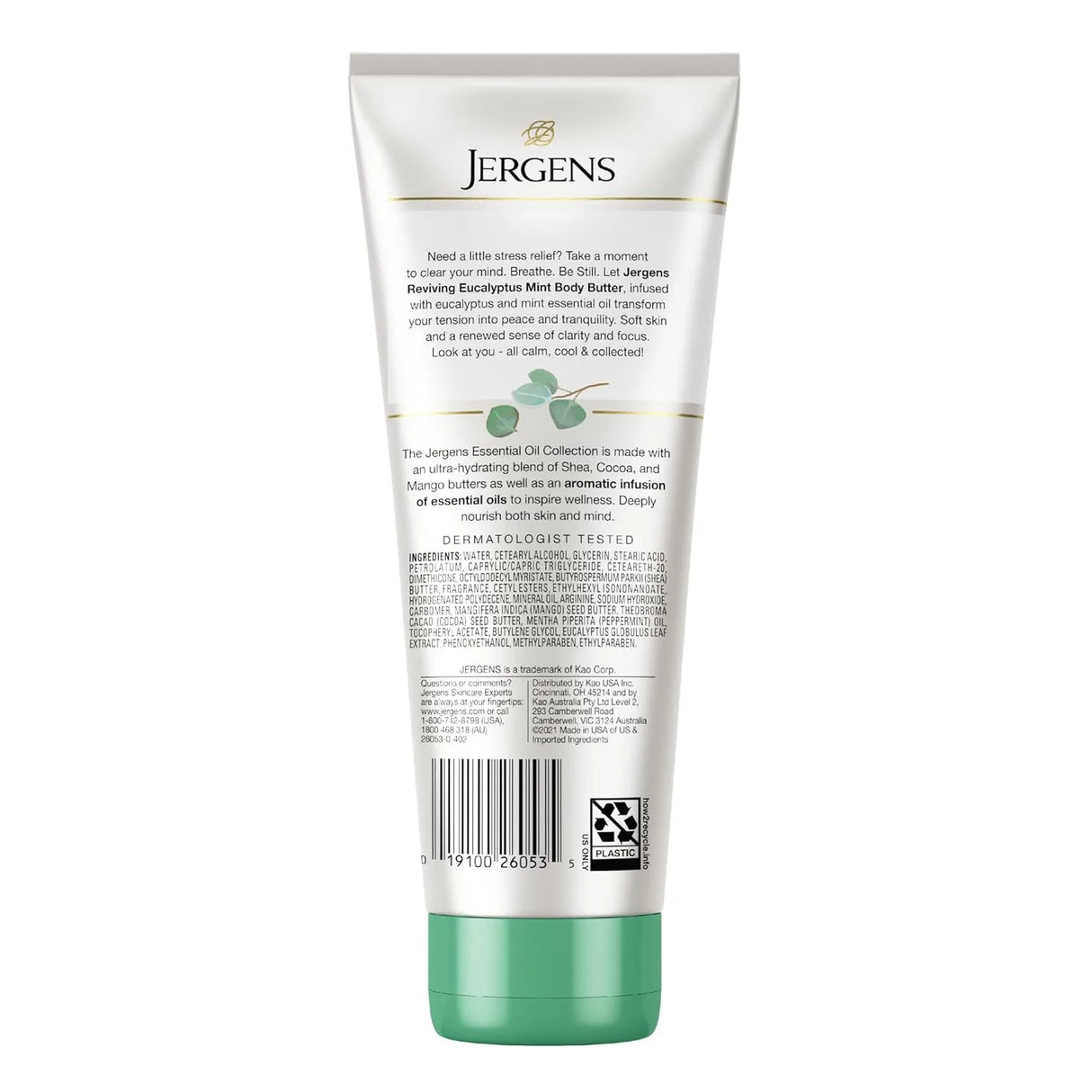 Jergens Eucalyptus Mint, Infused with Essential Oils, Helps to Relieve Stress, for All Skin Types, Great Size for Travel, 7 Fluid Ounce - Kenya