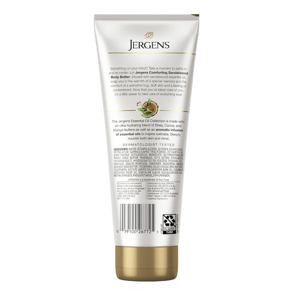 Jergens Sandalwood Body Butter Lotion, Moisturizer Infused with Sandalwood Essential Oil, For All Skin Types, 7 Fluid oz - Kenya