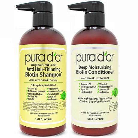 PURA D'OR Anti-Thinning Biotin Shampoo and Conditioner set - Kenya