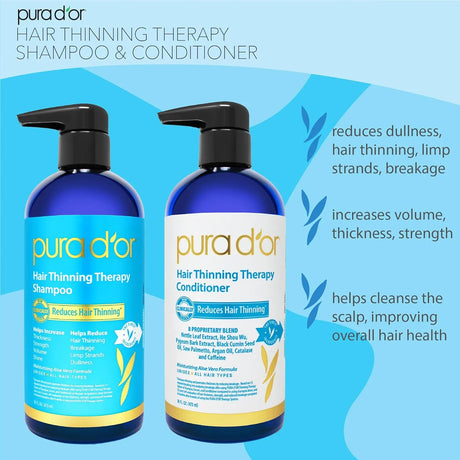 PURA D'OR Hair Thinning Therapy Biotin Shampoo and Conditioner Set - Kenya