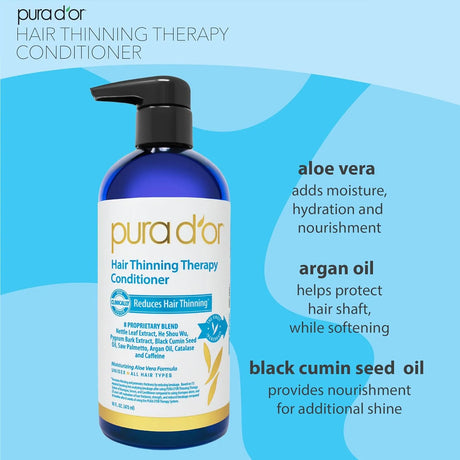 PURA D'OR Hair Thinning Therapy Biotin Shampoo and Conditioner Set - Kenya