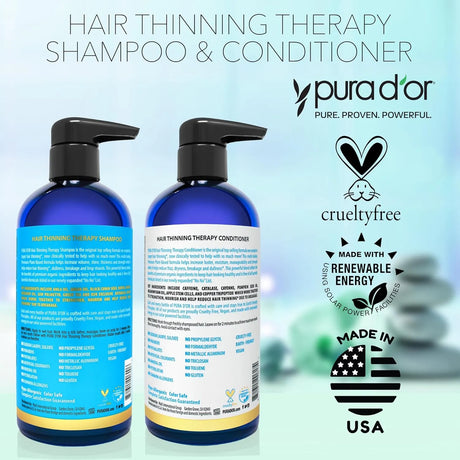 PURA D'OR Hair Thinning Therapy Biotin Shampoo and Conditioner Set - Kenya