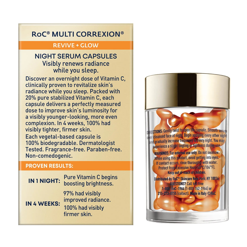 Roc Multi Correxion Revive + Glow Vitamin C Night Face Serum Capsules - Kenya