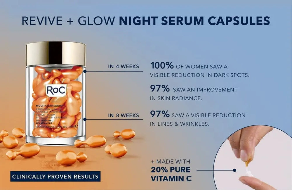Roc Multi Correxion Revive + Glow Vitamin C Night Face Serum Capsules - Kenya