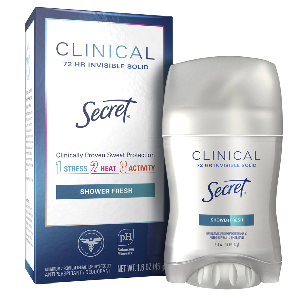 Secret Clinical Strength Invisible Solid Antiperspirant & Deodorant for Women, Shower Fresh, 1.6 oz - Kenya