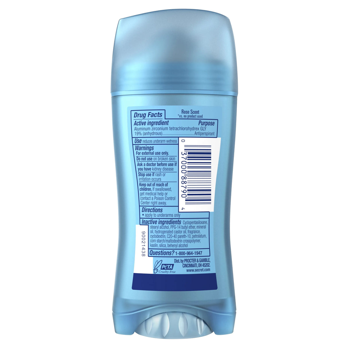 Secret Invisible Solid Antiperspirant Deodorant, Rose Scent, 2.6 oz - Kenya