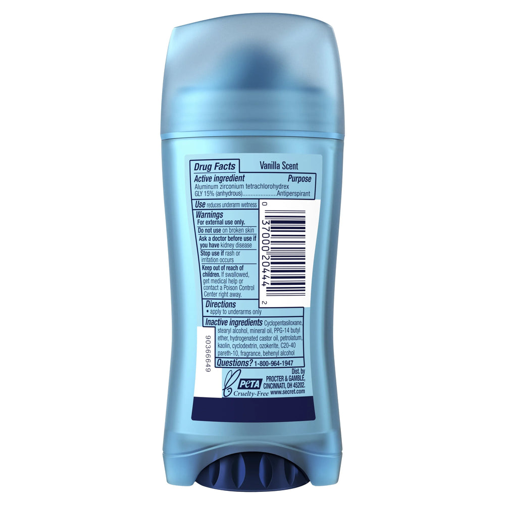 Secret Invisible Solid Female Antiperspirant and Deodorant, Vanilla Scent, 2.6 oz - Kenya