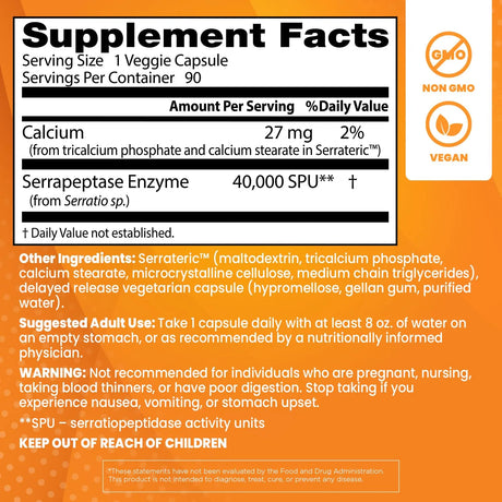 Serrapeptase40,000 SPU, 90 Count - Kenya