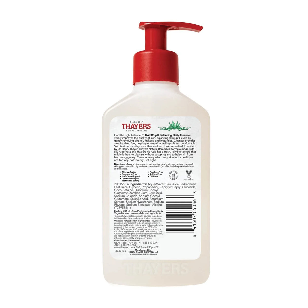 Thayers pH Balancing Gentle Face Wash with Aloe Vera and Hyaluronic Acid, 8oz - Kenya