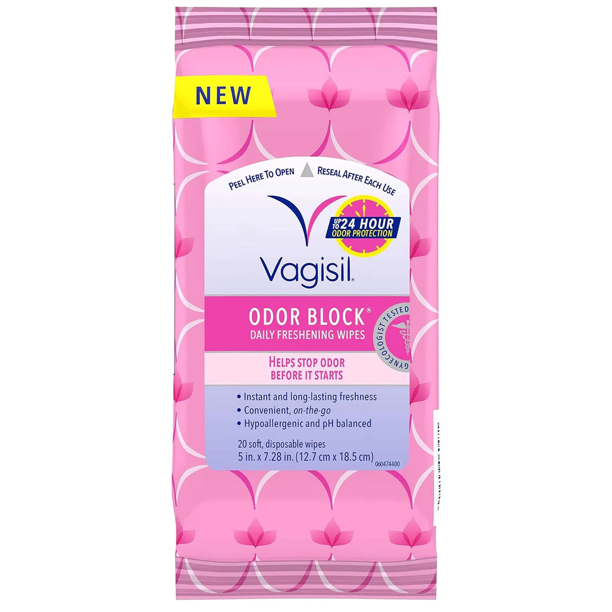 Vagisil Odor Block Daily Freshening Wipes for Feminine Hygiene, 20 Wipes - Kenya